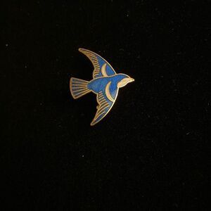 Vintage Gold Blue Bird Brooch